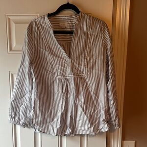 LOFT Blue and White Striped Blouse